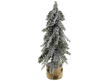 Ёлка декоративная заснеженная на деревянном пеньке, 12х12х28см