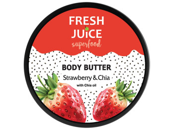 Крем-масло для тела Fresh Juice Superfood Strawberry Chia, с экстрактом клубники и маслом чиа, 225мл