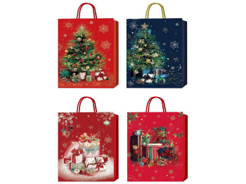 Пакет новогодний бумажный M Christmas presents, 26х32х10см