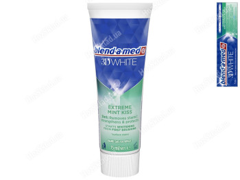 Зубная паста Blend-a-med 3D White, Экстремальный мятный поцелуй, 75мл