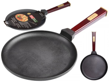 Сковорода чугунная блинная Brizoll Optima-Bordo съемная ручка D24см, 44,3х24,2х3,7см О2415-Р2