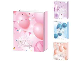 Пакет подарочный бумажный S Happy birthday, 18x23x10см