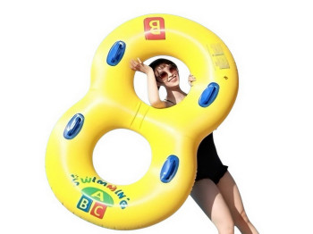 Надувне коло подвійне для плавання, з поручнями, ПВХ, 160×100×37см, жовтий