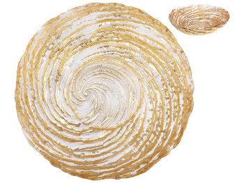 Салатник скляний, 700мл, колір - прозорий із золотом