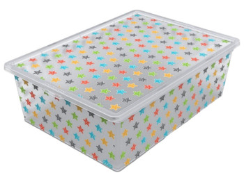Контейнер Qutu Light Box с крышкой Colored Stars, 25л