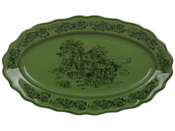 Блюдо Heritage Toile Collection фарфоровое овальное оливковое зеленое 36×21×3.5 см