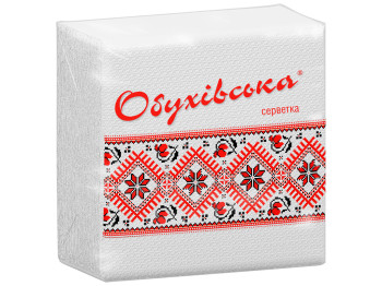 Салфетки бумажные Обухівський, однослойные, 23х24см, белые (цена за упаковку 40шт)