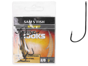 Крючок рыболовный длинное цевье Sams Fish "Изгиб" №2/0 3,7х1,2см (цена за упаковку 7шт)
