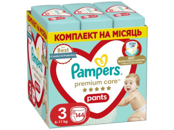Подгузники-трусики Pampers Premium Care Pants, одноразовые, размер 3, 6-11кг, 144шт/уп