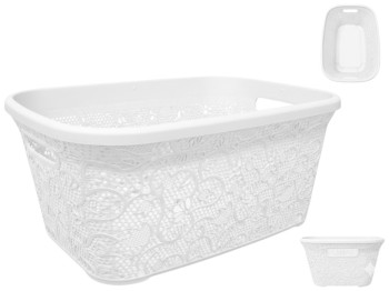 Корзина для белья Dantel, с рамой, пластик, 40л, 53×37×25см, цвет белый