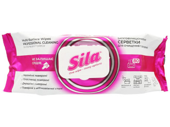 Салфетки влажные для очистки поверхностей Sila, с клапаном, 80шт