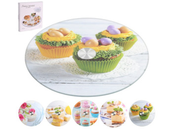 Подставка вращающаяся с рисунком, стекло, металл, 25х2,2см (цена за 1шт)