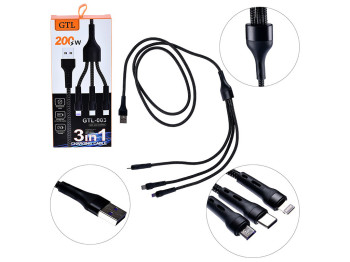 Кабель GTL 3-in-1 USB to Lightning+Micro+Type-C 200W 1.2м