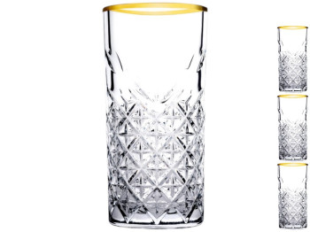 Стакан Pasabahce Timeless Golden Touch, стекло, 450мл, цвет прозрачный с золотом (цена за набор 4шт)