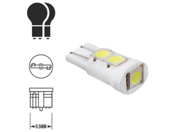 Лампа PULSO габаритная LED T10, 5SMD-5050 CERAMIC,12v, 0,5w, 100lm (цена за 1шт) (LP-121066)