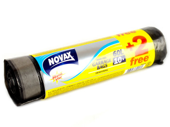 Мусорные пакеты с затяжками 60л "Novax" 10+2шт в подарок