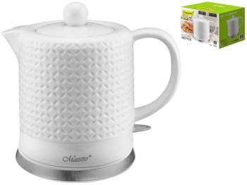 Чайник електричний Maestro, 1200Вт, індикатор води, автовимикач, кераміка, 1,2л, колір білий