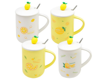 Чашка с крышкой и ложкой Lemon 400мл