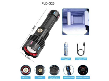 Фонарь NIGHT VISION FLUORESCENCE G25 WHITE LASER LED PM30-TG, 1х26650/3xAAA, Power Bank, ЗУ Type-C