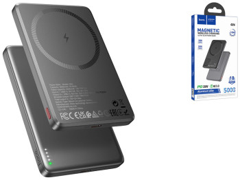 Універсальна мобільна батарея Hoco Q26 Joy PD20W magnetic fast charging 5000mAh Металевий сірий
