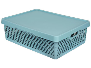 Корзина для хранения с крышкой Qutu Q-Basket Green, прямоугольная, 36л