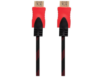 Кабель HDMI- HDMI 1.4V 1.5m (Тканинний провід) Колір Чорно-Красний