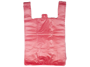 Кулек с ручками типа майка Розовый без рисунка (250шт) 940гр 30x50см