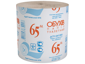Туалетная бумага Обухов 65м, однослойная