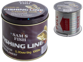 Леска Sam's fish 6кг 0,30мм 1000м в металлической банке