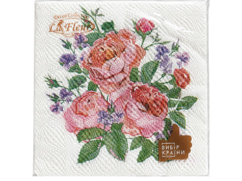 Серветки паперові двошарові La Fleur Ніжна композиція, 33×33 см, 16 шт