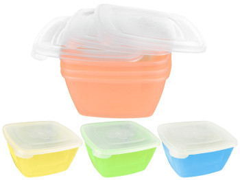 Набор контейнеров с крышкой Ромашка цвета ассорти 400мл (цена за набор 3шт) ОлексПласт 70252