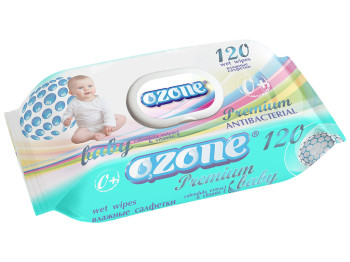 Вологі серветки дитячі антибактеріальні Ozone PREMIUM "З екстр. календули" 120шт клапан 
