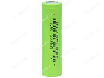 АКБ 18650 2500 mAh Характеристики Зеленый