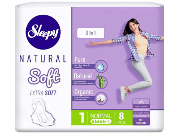 Прокладки гигиенические ультратонкие Sleepy Natural Extra soft normal 5капель 8шт