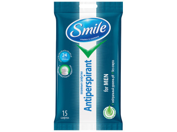 Вологі серветки Smile Антиперспірант з натуральними екстрактами для чоловіків 15шт