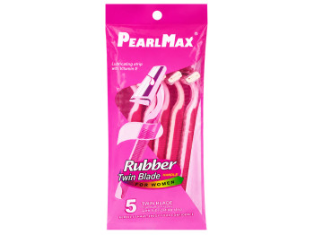 Бритвы одноразовые женские PearlMax Rubber Handle с витамином E, 5 шт, 2 лезвия