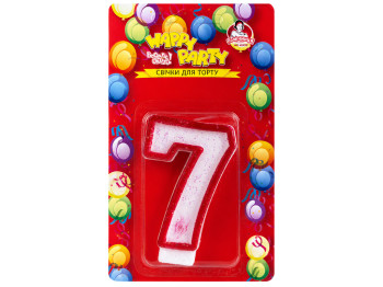 Свічка для торта Помічниця Happy Party, рожева глазур, цифра 7, 7,5 см