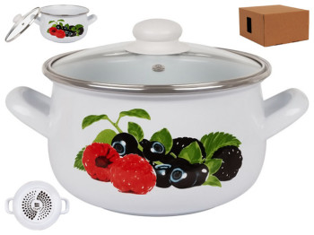 Каструля Idea Home, cкляна кришка, 24см, 6л, Berries, 8690068328363