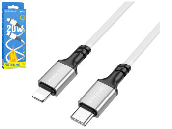 Кабель USB Borofone BX83 PD 20W/3A Silicone Type-C to Lightning Колір Білий