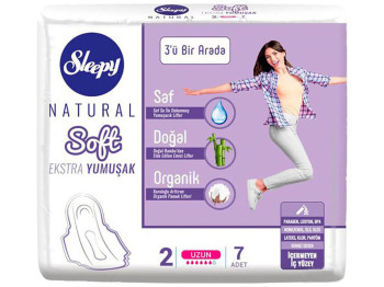 Прокладки гигиенические ультратонкие Sleepy natural extra soft long 6капель 7шт