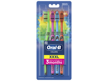 Набор зубных щеток Oral-B XXXL Colors, средняя, 4шт