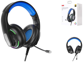 Игровые наушники XO-GE-09 Static RGB Long мic Headworn USB+3.5 (with adapter cable) Цвет Черный