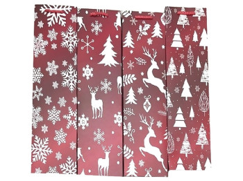 Пакет новорічний паперовий під пляшку Winter, 12x36x9см