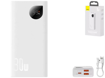 Power Bank Baseus Adaman 2 Digital Display Fast Charging 30W 10000 mAh (PPAD040002) Цвет Белый, 02