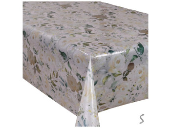 Клеенка Rich, с кристаллизированным наполнением, ПВХ, силикон, 1,37×20м, дизайн розы (цена за рулон)