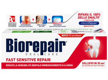 Зубная паста Biorepair Fast Sensitive Repair для чувствительных зубов без фтора, 75 мл