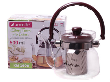 Заварник зі знімним ситечком Kamille 600мл (скло, пластик)