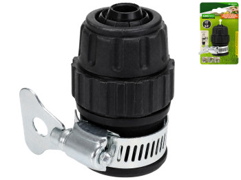 Адаптер для крана Emipro с хомутом пластиковый черный, 1/2"-3/4"