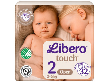 Підгузки Libero Touch, розмір 2, виріз для пупка, 3-6 кг, 32 шт