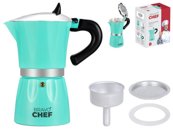 Гейзерная кофеварка Bravo Chef, на кофейных 6 чашек, 6900068152724
